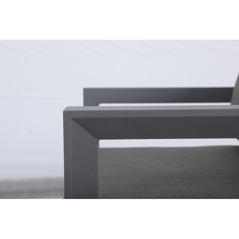 Abygayle Powder Coated Aluminum Outdoor Lounge Chair, Charcoal Gray