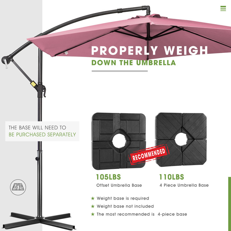 Parasol en porte-à-faux 120 po Ersheen, Rose