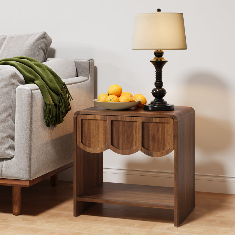 End Table Set, 1 - Drawer Nightstand, Walnut
