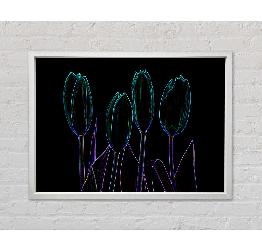 Gerahmtes Leinwandbild Abstract Neon Floral 30