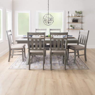 Asiel 7- Piece Wood and Upholstered Trestle Dining Set