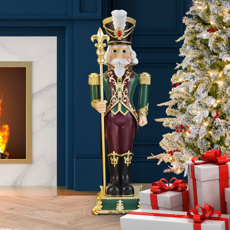 35" Christmas Nutcracker with Fleur de Lis