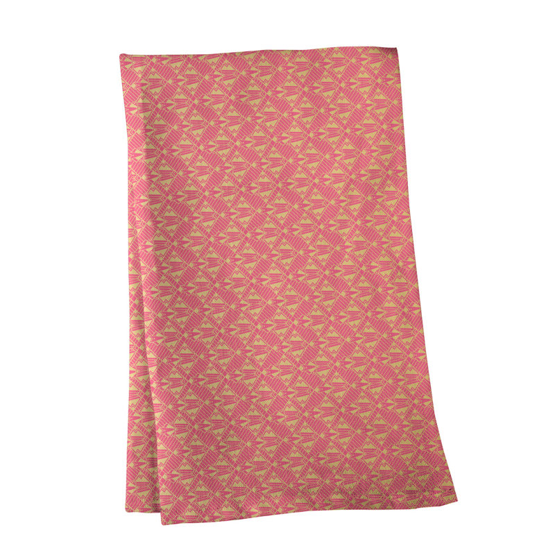 Torchon Suoz Classic Art Deco, Sergé de coton, Rose / Jaune