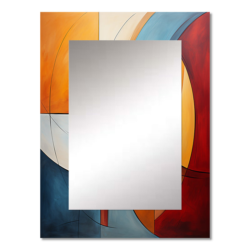 Cubism Geometric Form I - Cubism Large Wall Mirror, Modern Decorative Mirror, Printed Metal Art, 32" x 24"