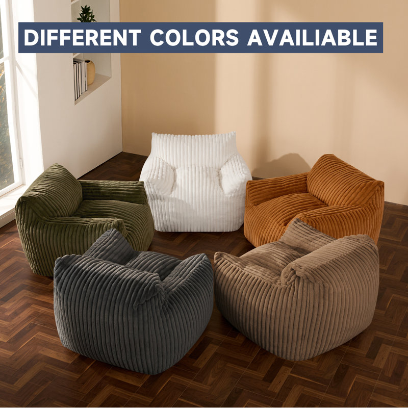 Compression Lazy canapé salon chambre canapé simple fauteuil en velours côtelé, Mélange de coton kaki