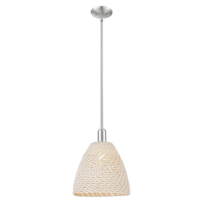 Downtown Urban - Natural Ballston Dome - 1 Light Stem Hung Mini Pendant - Natural Fiber Shade