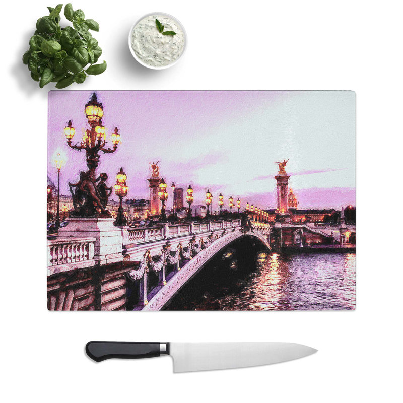 Tempered Glass Pont Alexandre III Bridge in Paris France Chopping Board, 28.5 cm W x 20 cm L