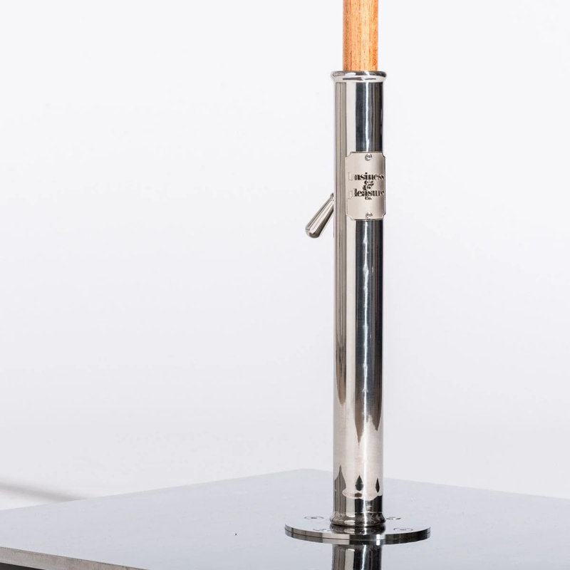 90 Lb. Steel Plastic In Ground Umbrella Base with Wheels, Stainless Steel
