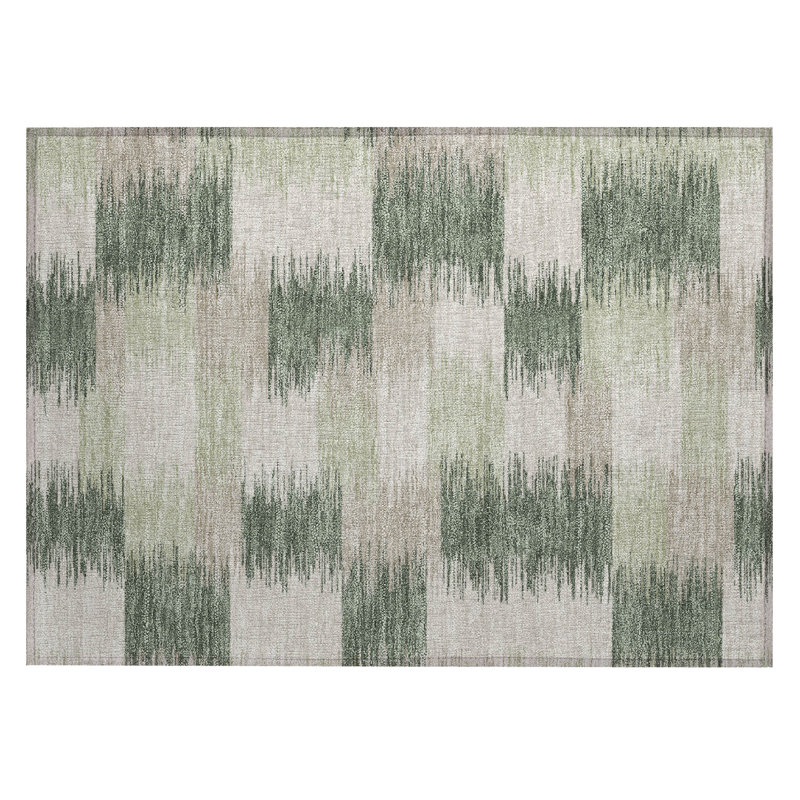 Machine Washable Indoor/Outdoor Chantille ACN2912 Geometric Rug, 1'8" x 2'6", Basil