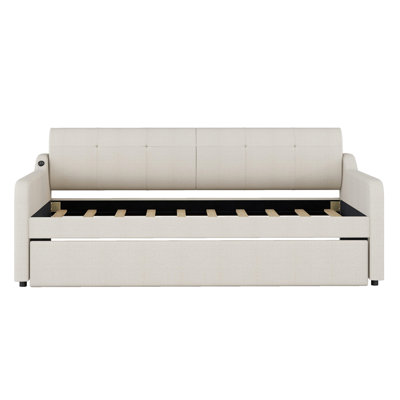 Upholstery Daybed With Trundle And USB Charging Design,Trundle Can Be Flat Or Erected by Red Barrel Studio