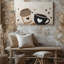 Toile, une illustration fantaisiste mettant en vedette deux tasses à café stylisées, l'une dans un art mural brun clair avec un motif en forme de cœur et l'autre dans un art mural sur toile-67232068