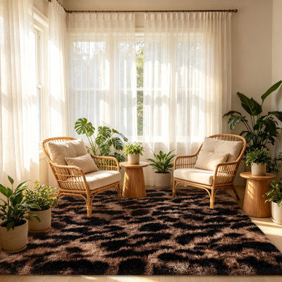 Tapis léopard pour le salon, tapis moelleux 5 x 7 pour chambre de bébé