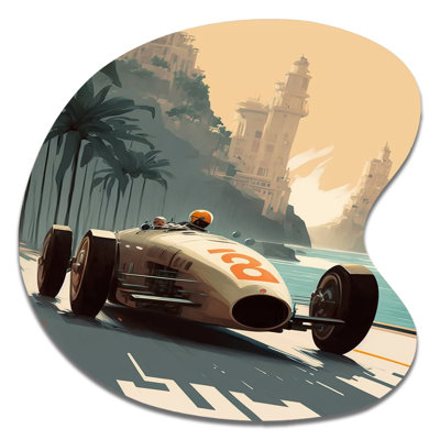 Voiture de course rétro à Monaco Street Race II - art mural asymétrique en forme de goutte de voiture exotique