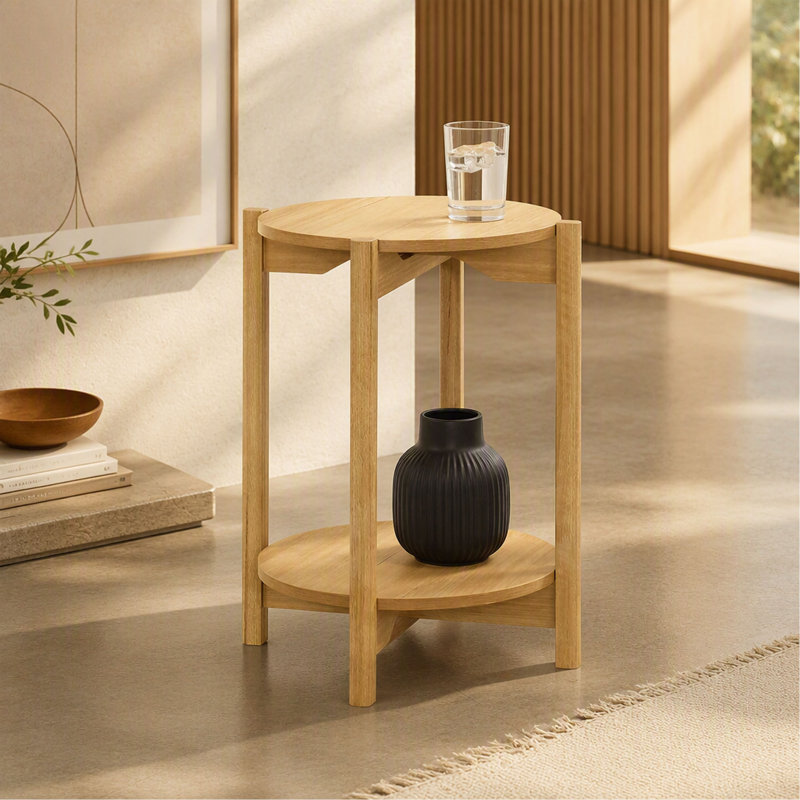 Table de bout à finition naturelle Natural, H 23,4 po x l 18 po x P 18 po, Beige