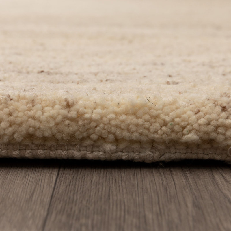Bathilde Wool Hand Knotted Area Rug, Beige, Square 200 x 200cm