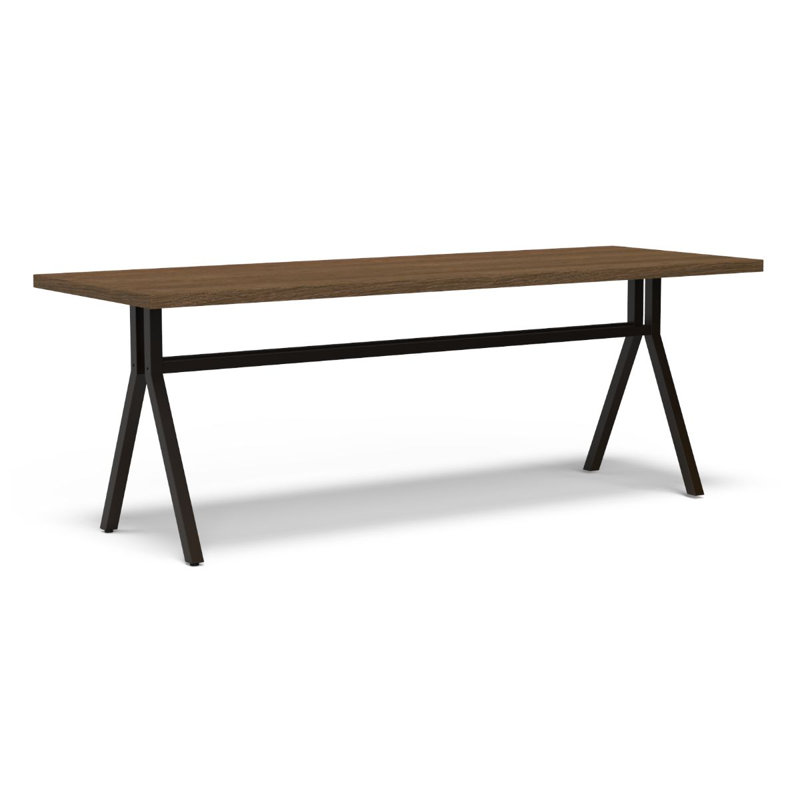 Strut Café Dining Height, Black, Dark Brown Wood, 30"H x 60"L x 42"W