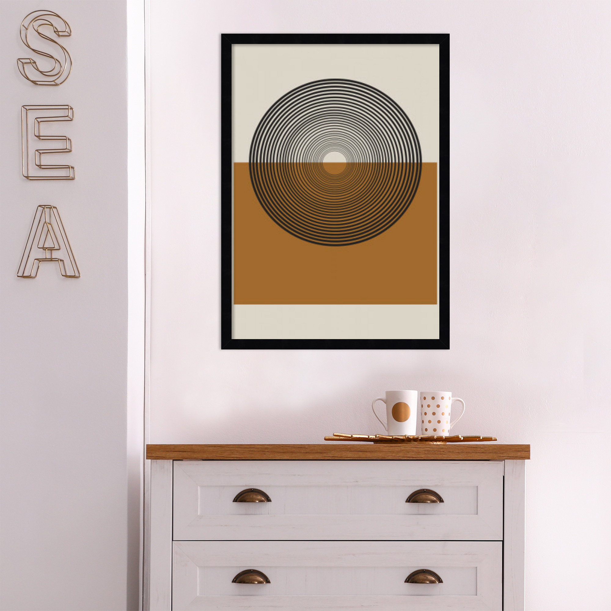 Retro Landscape by The Miuus Studio, 25" H x 18" W x 1" D, Black