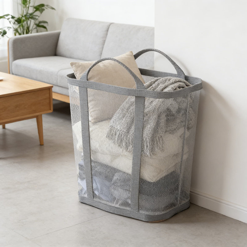 Grey,4Pcs,Foldable Laundry Hamper With Mesh Design For Home, Dorm, And Closet Organization - Portable Storage Basket For Clothes, Socks, And Undergarments