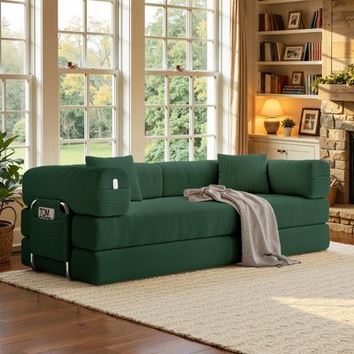78.7“Boneless Living Room Sofa, Convertible Combination Sofa Bed, Comes With 2 Pillows, 5-In-1 Design, Couple Sofa, Two-Person Sofa, Suitable For Large And Small Living Rooms, Bedrooms, Studies, Lounges, Apartments, Offices,Light Green 