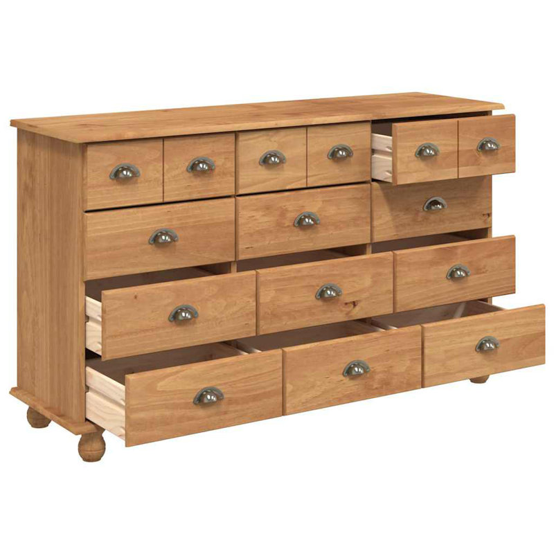 Chest of Drawer with Drawer with Storage ASKIM Solid Pine Wood, Brown