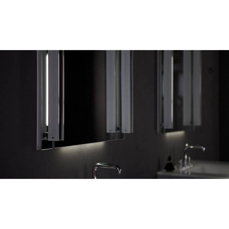 M Series Recessed Framed Medicine Cabinet with 3 Adjustable Shelves, Right, 30" x 23.25" x 8", Silver