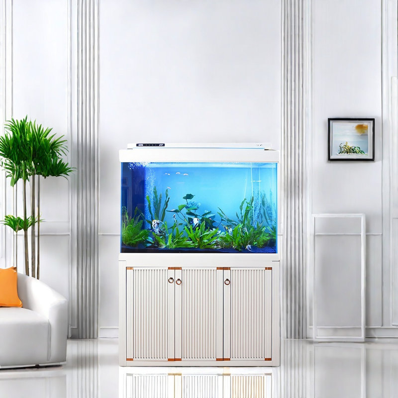 Modern White Rectangular Eco Aquarium Tank, 60.2" H x 47.2" W x 23.6" D