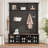 Farmhouse Hall Tree with 16 Cubbies, Storage Bench & 6 Hooks, Black-1746677008
