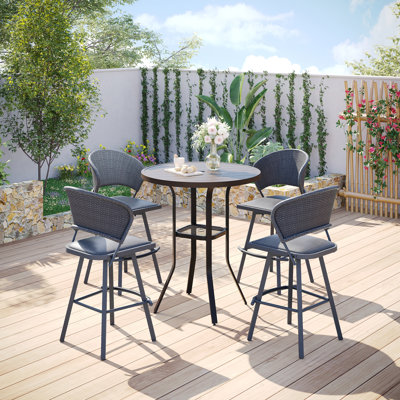 Swivel Outdoor Bistro Set with Umbrella Hole