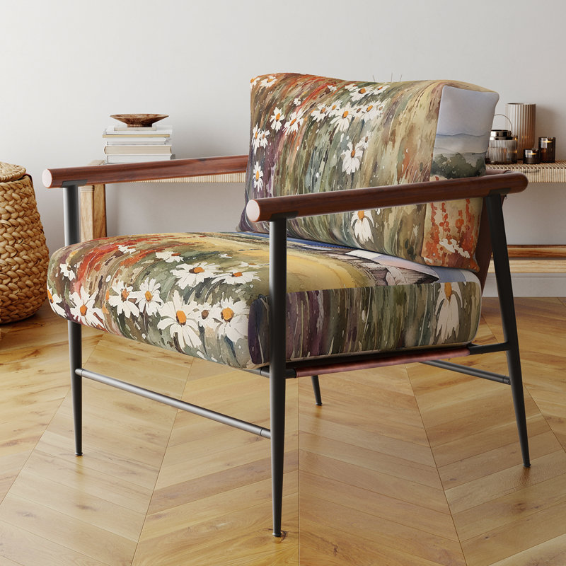 Chaise avec accoudoirs rembourrée Green Green Meadow At The Farm I, Noir