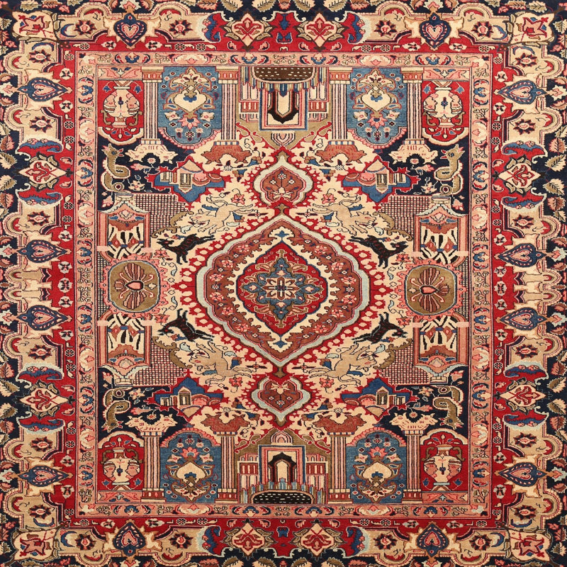 Tapis rouge à motif sud-ouest, Carré 3 pi