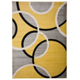 Doucet Geometric Yellow/Gray/Black Area Rug