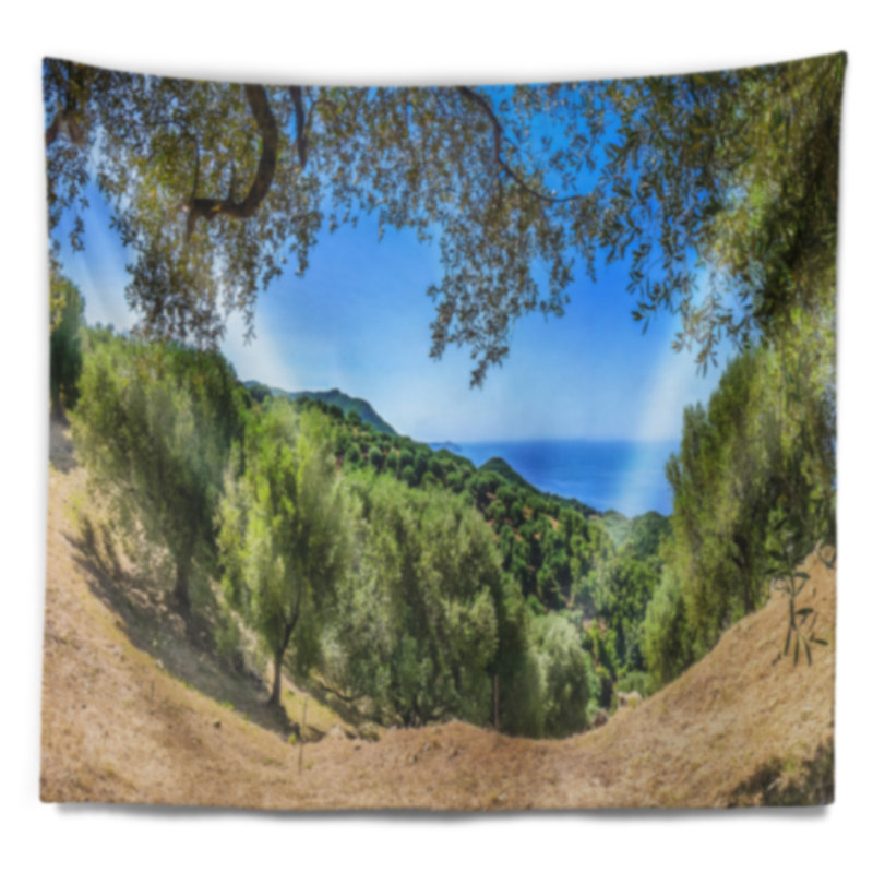 Paysage, côte du Cilentan, Campanie, Italie, tapisserie, H 32 po x l 39 po