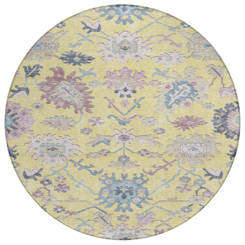 Eugene Gold Washable Indoor-Outdoor Rug - , 8' x 8'