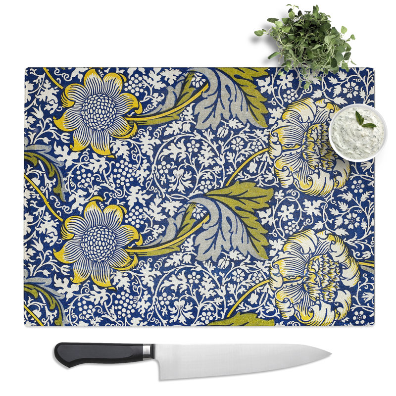 Kennet Vol.1 Print By William Morris Pattern  Glass Chopping Board