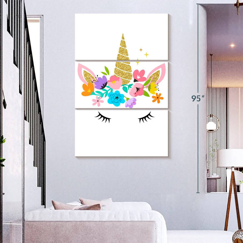Ashelle Flower Wreath Unicorn, 74" H x 48" W