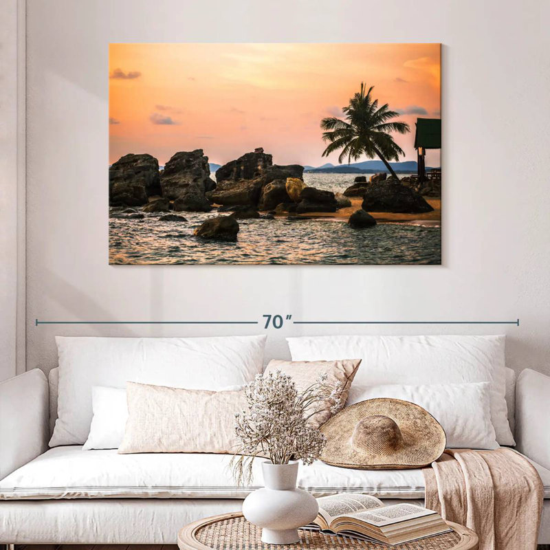 Coucher de soleil sur la plage de Gill Quard, H 32 po x l 48 po