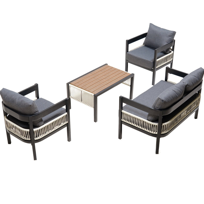 Ustyle Multi Outdoor With Table. Waterproof & Weather-. Pe . Iron Frame. For Spaces. Easy To Assemble.  And Water-, Rust. . Construction. Comfort. Grey