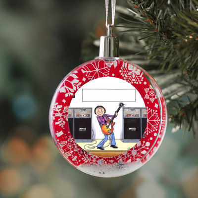 Personalized Guitar Player - Female Christmas Snow Globe Ornament