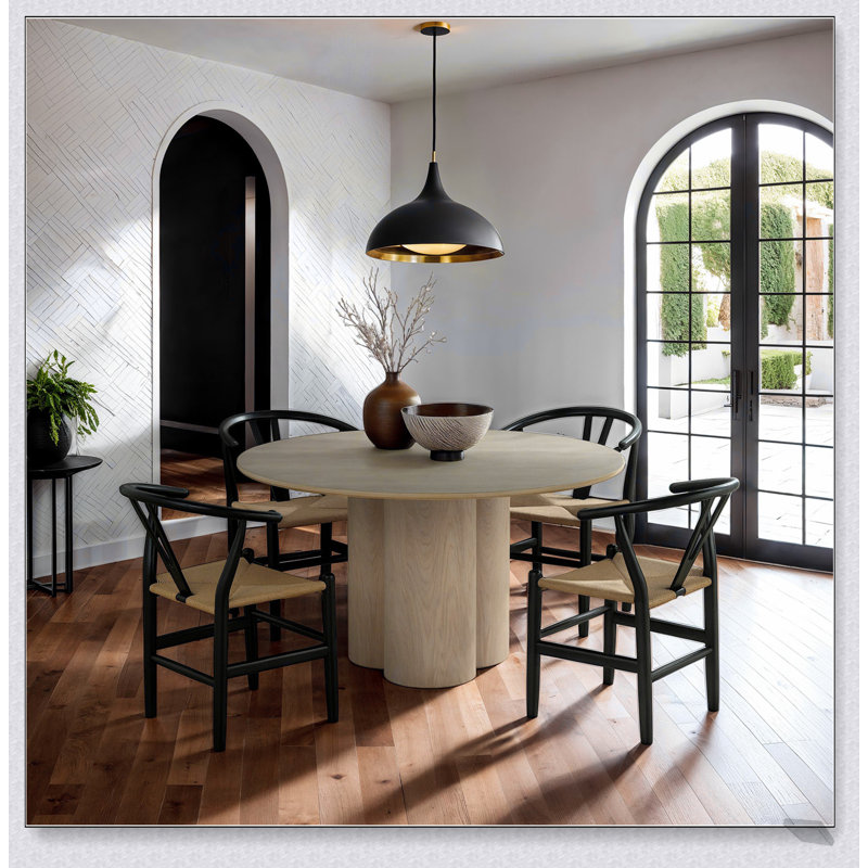 Ensemble de 2 chaises d'appoint de style Mid-Century moderne avec structure en bois d'hévéa, finition noire et dossier incurvé pour un repas confortable