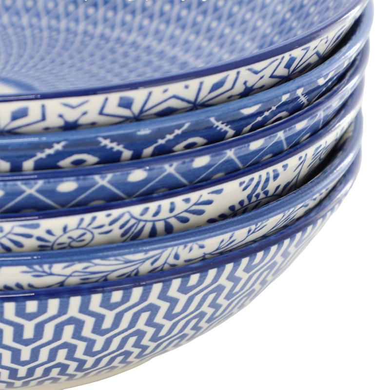  Reflections 6 Piece Assorted Stoneware Bowl Set , Blue/White