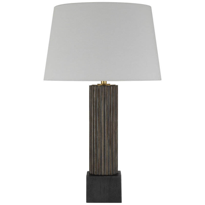 Chapman & Myers Reeve 29" Table Lamp in Vintage Carrara with Linen Shade, Walnut, Wood