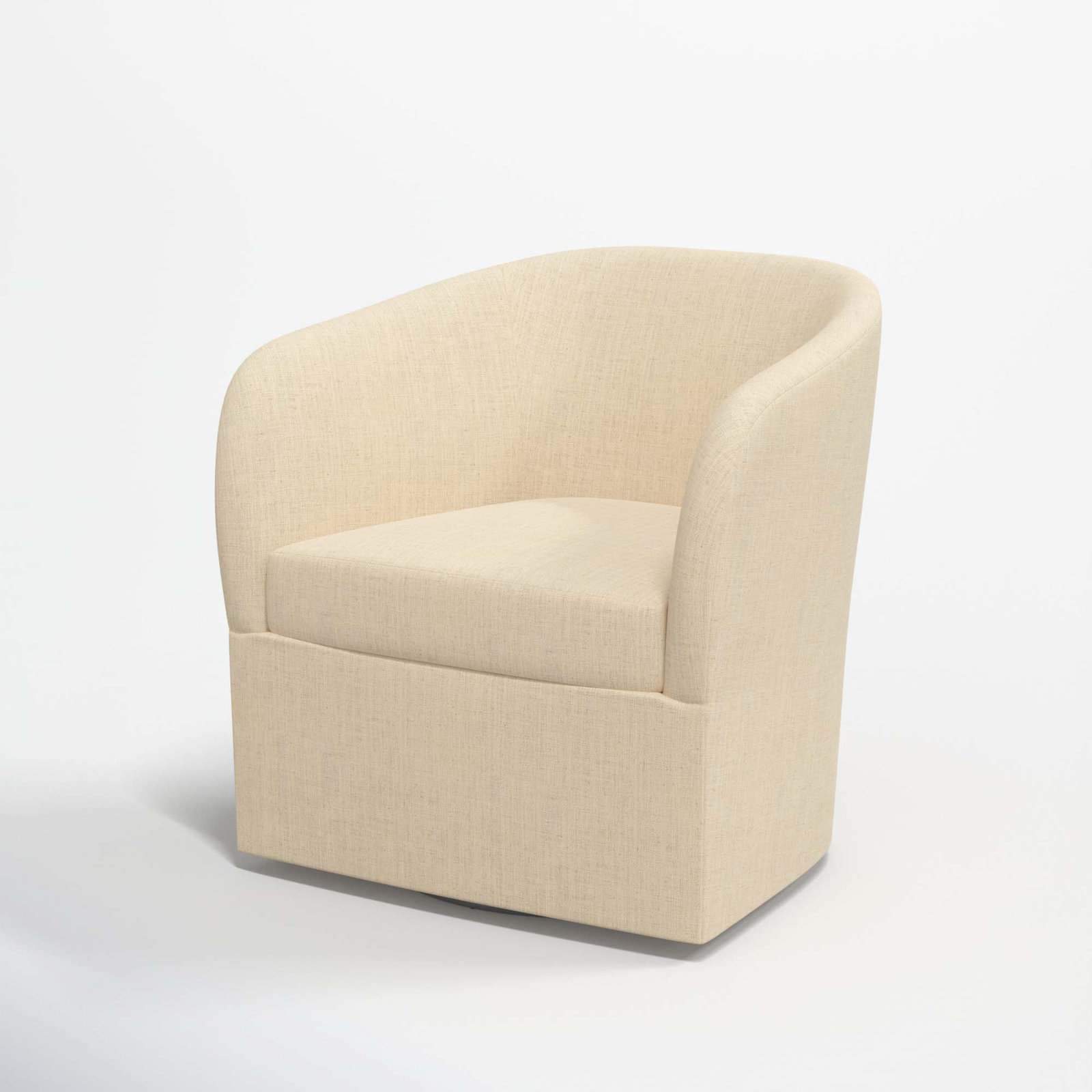 Lesia Upholstered Swivel Barrel Chair, Classic Linen Linen