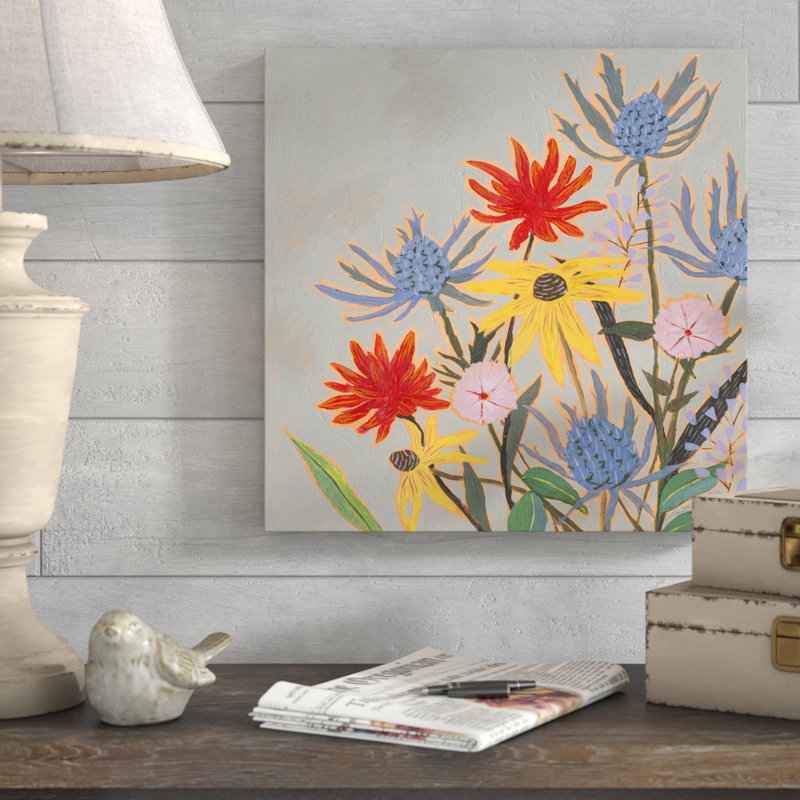 « thistle bouquet i », reproduction sur toile tendue, H 12 po x l 12 po x P 1,5 po