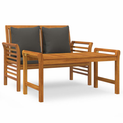 VidaXL 2-Piece Garden Lounge Set with Dark Grey Cushions, Solid Wood