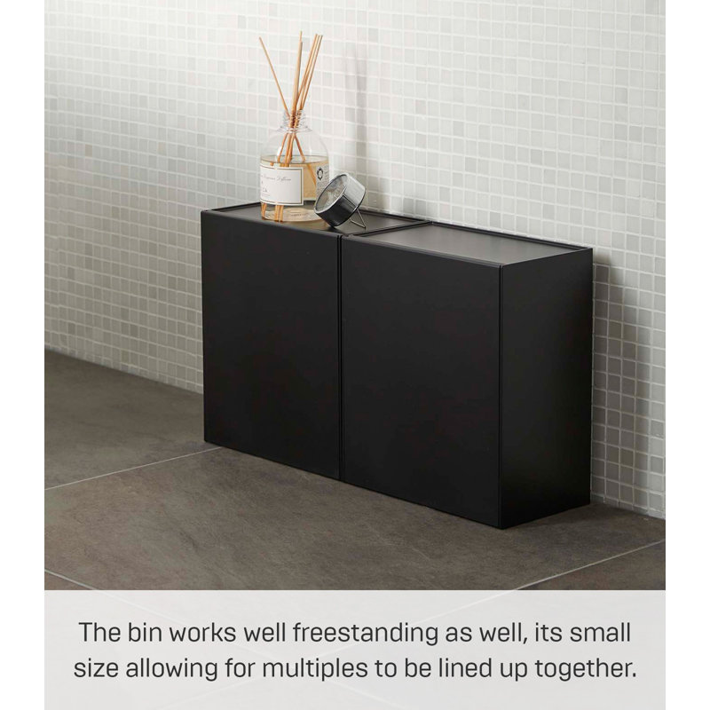 Black Wall-Mounted Plastic Storage and Trash Bin