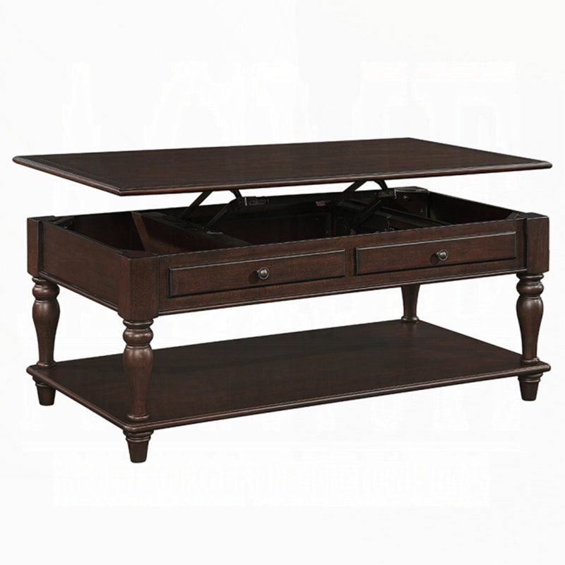 Walnut Finish Coffee Table With Lift Top, 26" H x 20" L x 48" W