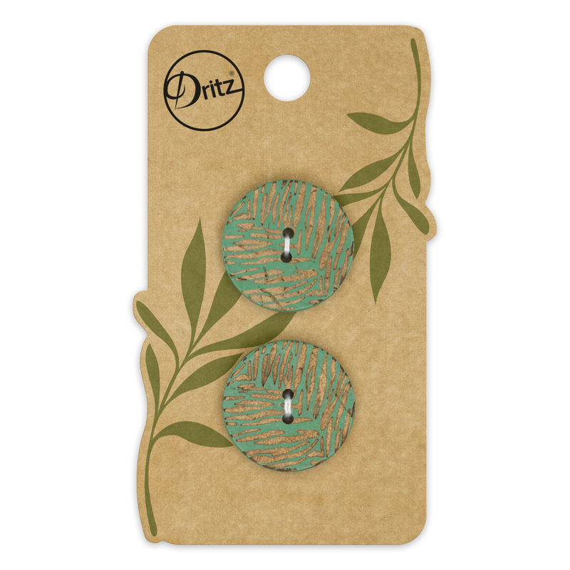 Bouton rond durable noix de coco Dritz, 23 mm, vert foncé, 6 boutons