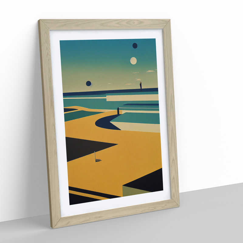 Beach Abstract No.7 1 Piece Single Picture Frame Wall Art, 34cm H x 25cm W x 2cm D, Oak Framed