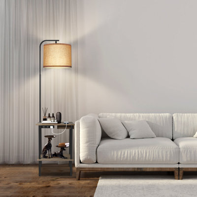 Zulfa 62" Dimmable Table Floor Lamp with USB & Type-C Port, End Table with Lamp for Living Room