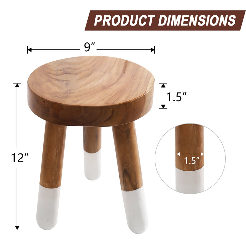 Tabouret Teck, H 12 po x l 9 po x P 9 po